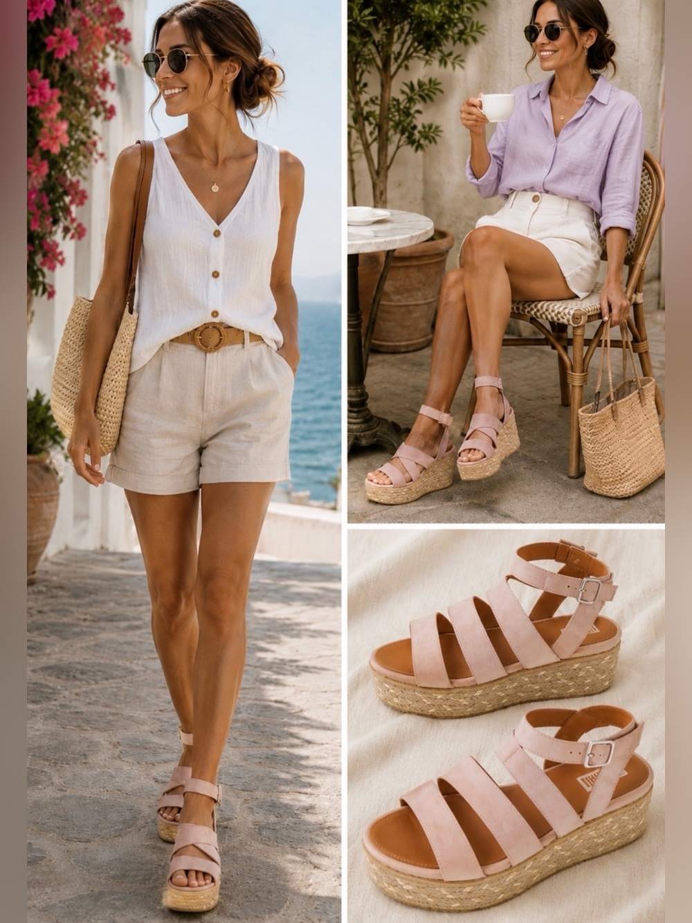 FitFlop Eloise  Blush Pink Suede Strappy Espadrille Platform Wedge Sandals~9❤️
